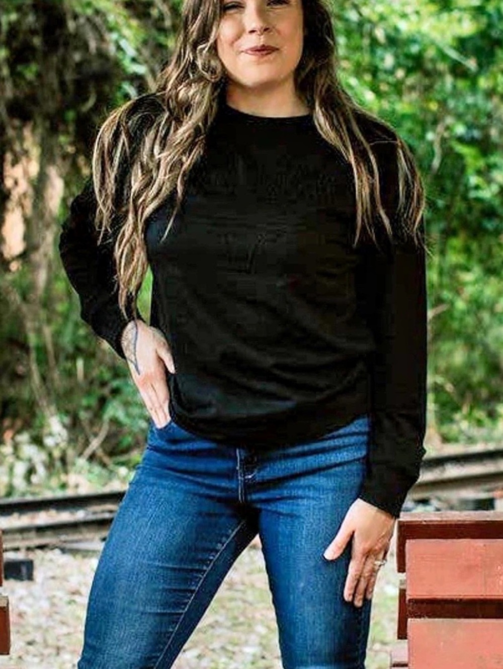 Embroidered Yee Haw Sweatshirt Crewneck Longhorn Black On Black Small Relaxed - Picture 2 of 16